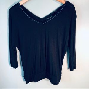 White House Black Market Tiny Sequin Neck Edge, Rayon Top